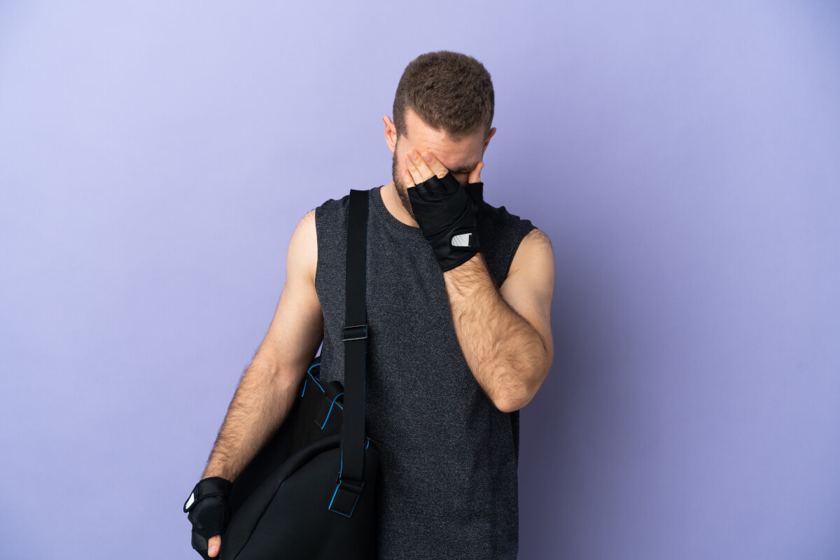 athletic man with gym bag
