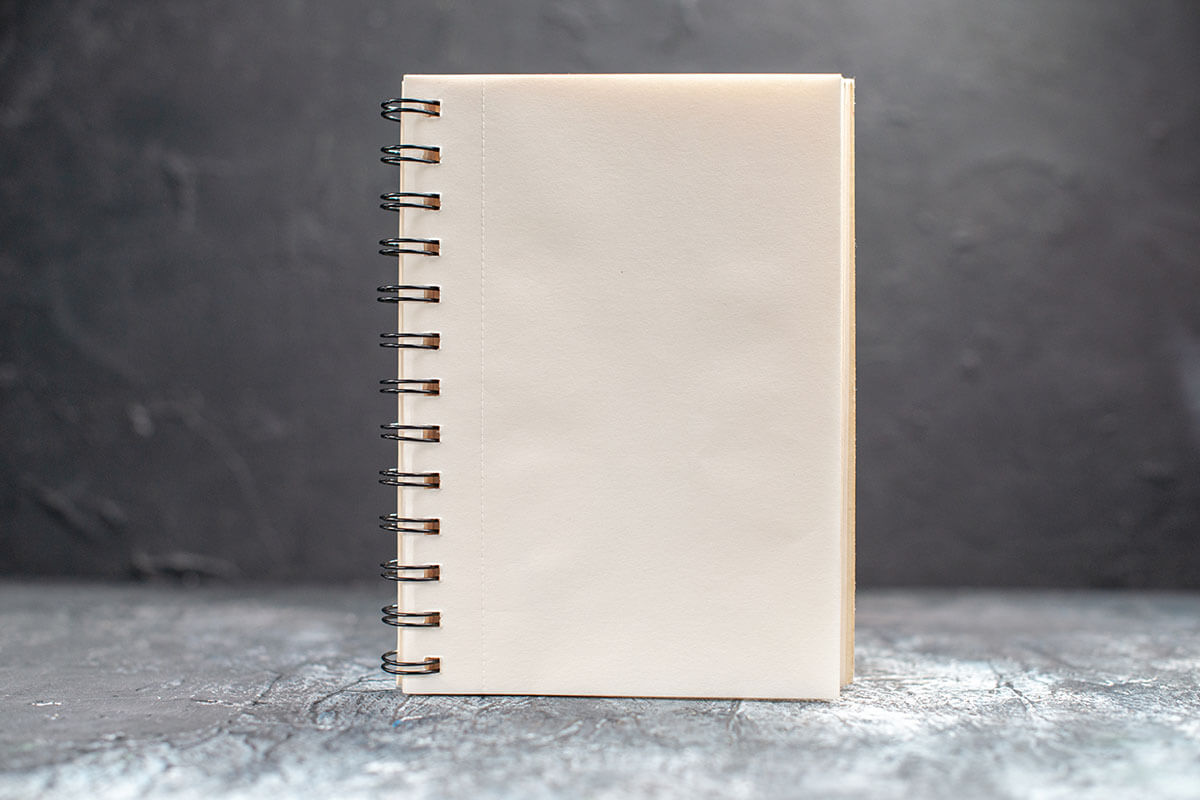 front view simple notepad grey table photo xmas holiday color new year