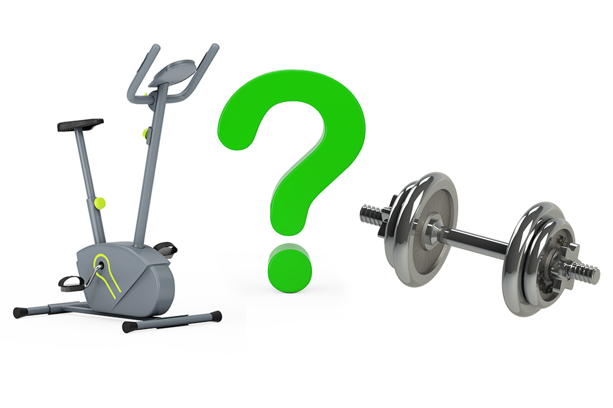 question mark stationary exercise bike gym machine dumbbell
